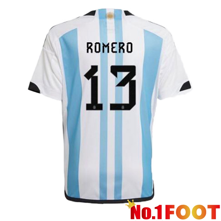 Argentina (ROMERO 13) Soccer Jersey Home Blue White World Cup 2022