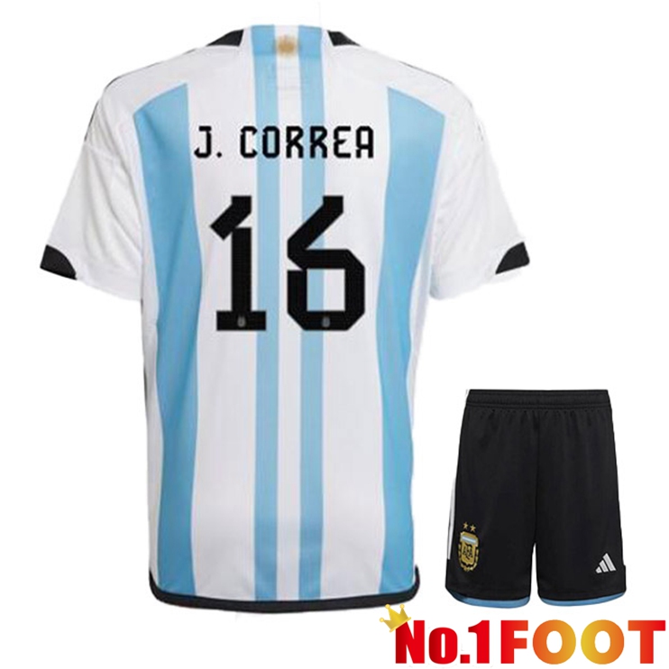 Argentina (ALMADA 16) Kids Soccer Jersey Home Blue White World Cup 2022