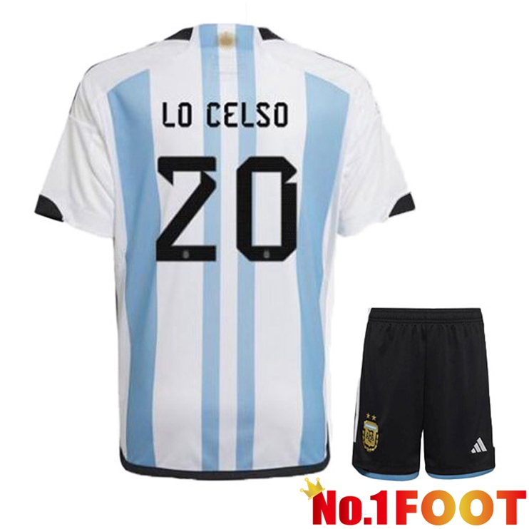 Argentina (MAC ALLISTER 20) Kids Soccer Jersey Home Blue White World Cup 2022