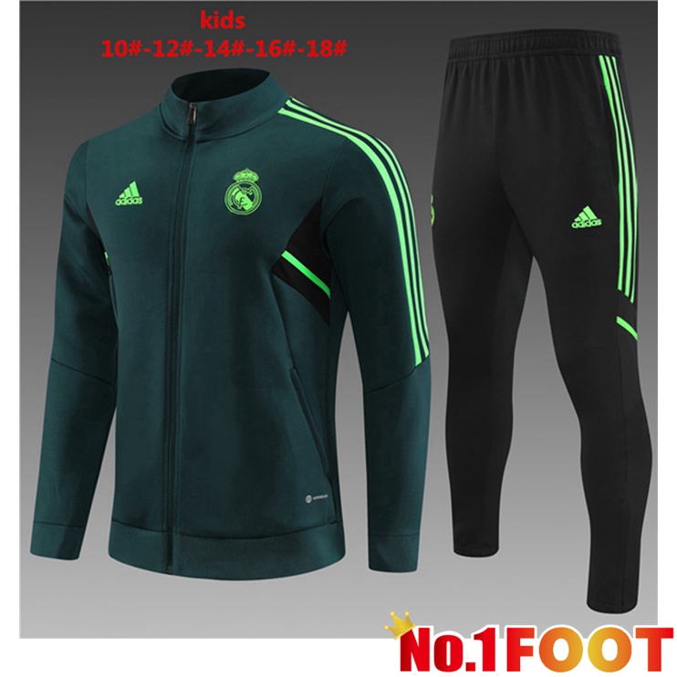 Real Madrid Kids Training Jacket Suit Cyan 2022/2023 - Click Image to Close