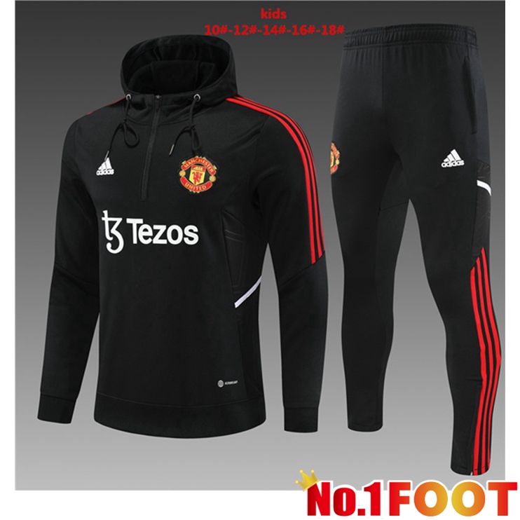 Manchester United Kids Training Tracksuit Hoodie Black 2022/2023