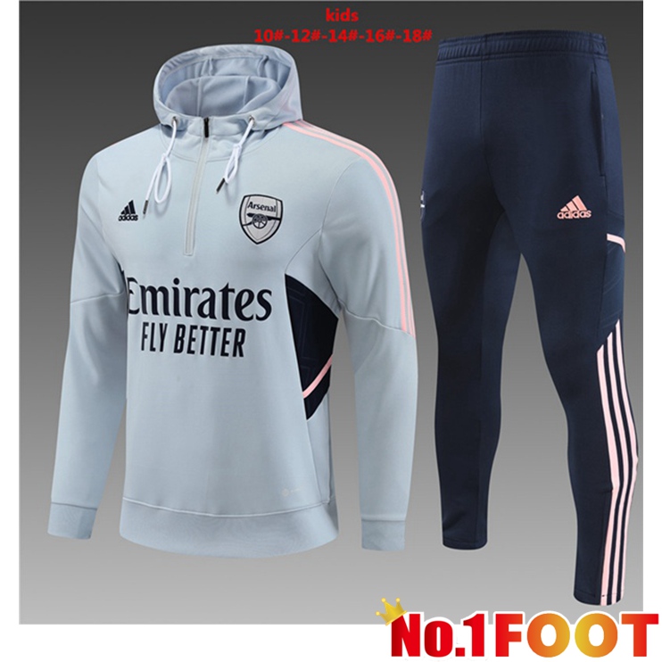 Arsenal Kids Training Tracksuit Hoodie Grey 2022/2023