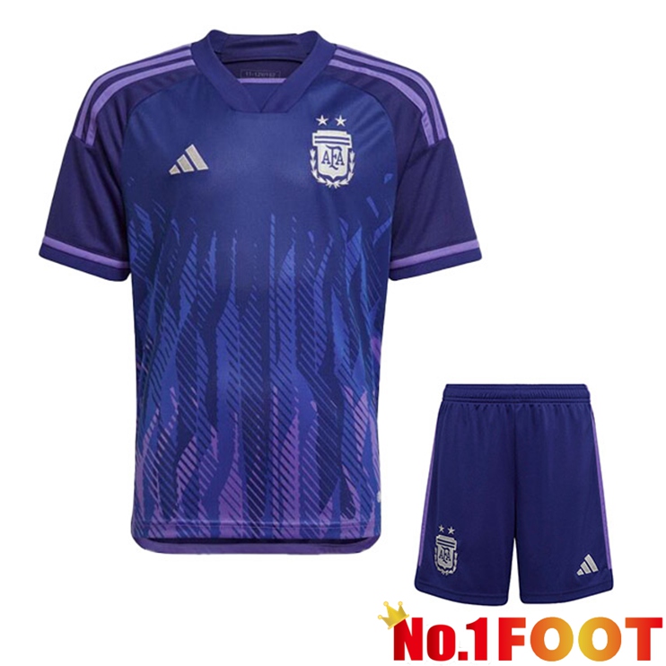 Argentina Kids Soccer Jersey Away Purple World Cup 2022