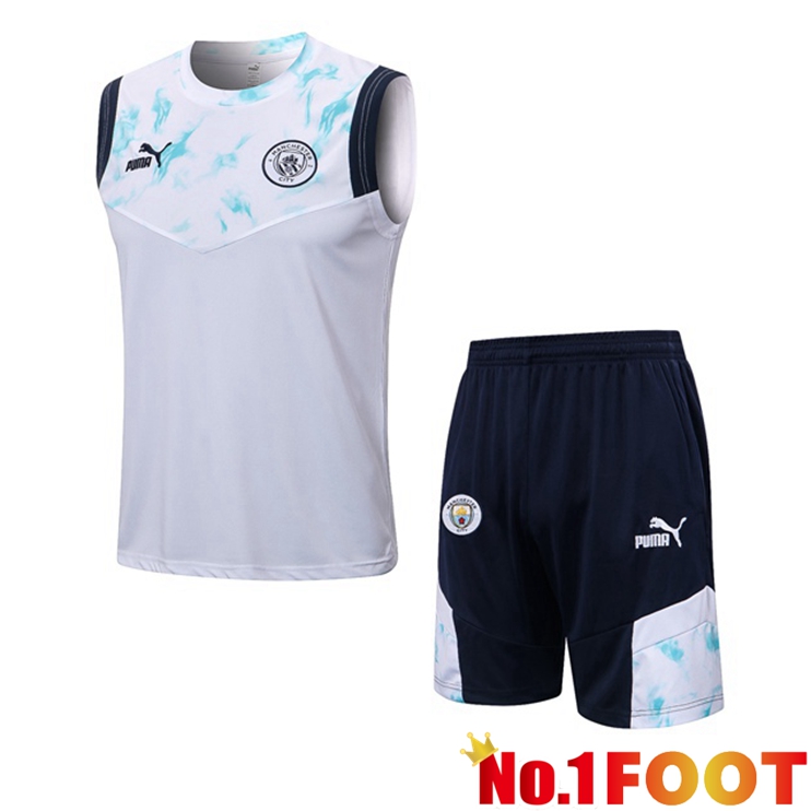 Manchester City Soccer Vest + Shorts White 2022/2023