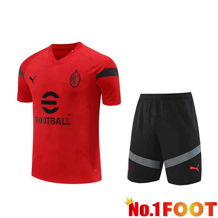 AC Milan Training T Shirt + Shorts Red 2022/2023