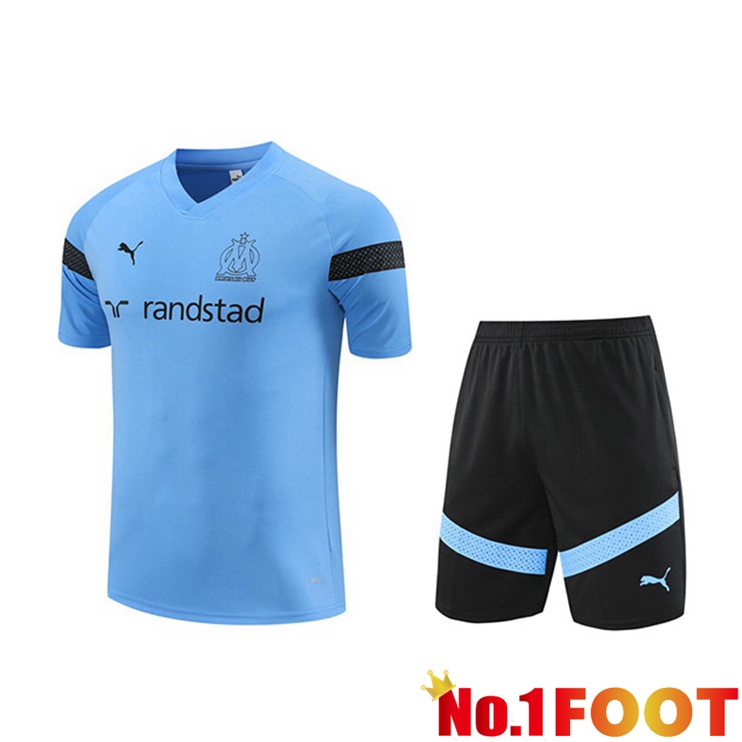 Marseille Training T Shirt + Shorts Blue 2022/2023