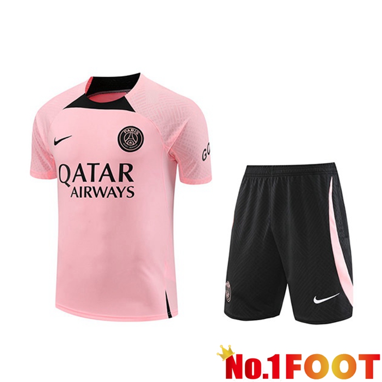 Paris PSG Training T Shirt + Shorts Pink 2022/2023