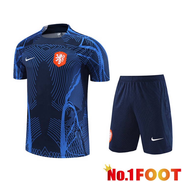 Netherlands Training T Shirt + Shorts Royal Bluee 2022/2023