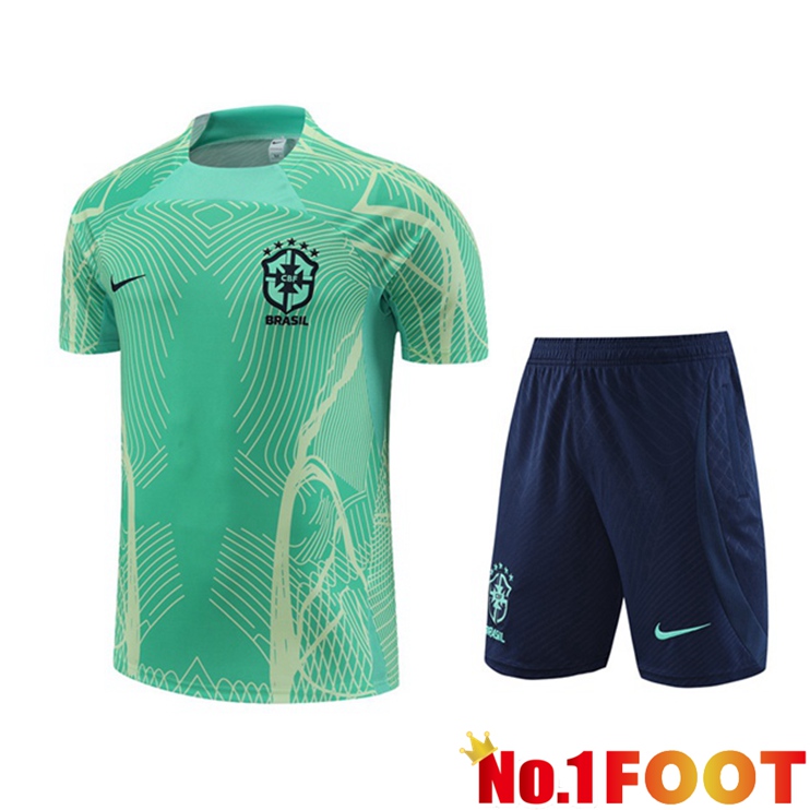 Brazil Training T Shirt + Shorts Green 2022/2023