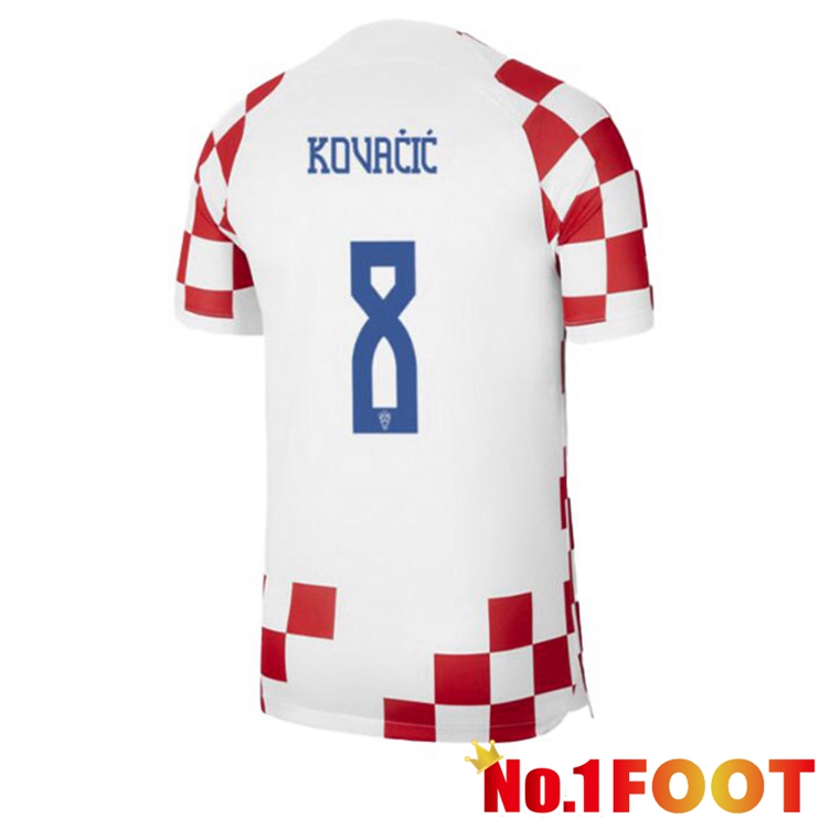 Croatia (KOVAČIĆ 8) Soccer Jersey Home White Red World Cup 2022