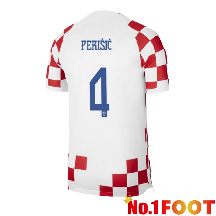 Croatia (PERIŠIĆ 4) Soccer Jersey Home White Red World Cup 2022