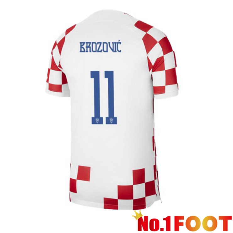 Croatia (BROZOVIĆ 11) Soccer Jersey Home White Red World Cup 2022