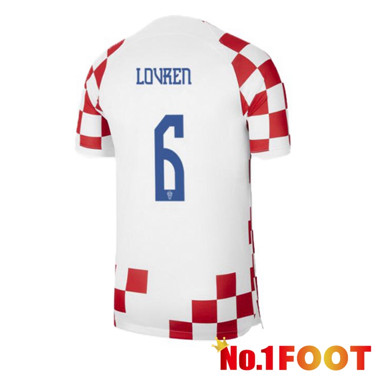 Croatia (LOVREN 6) Soccer Jersey Home White Red World Cup 2022