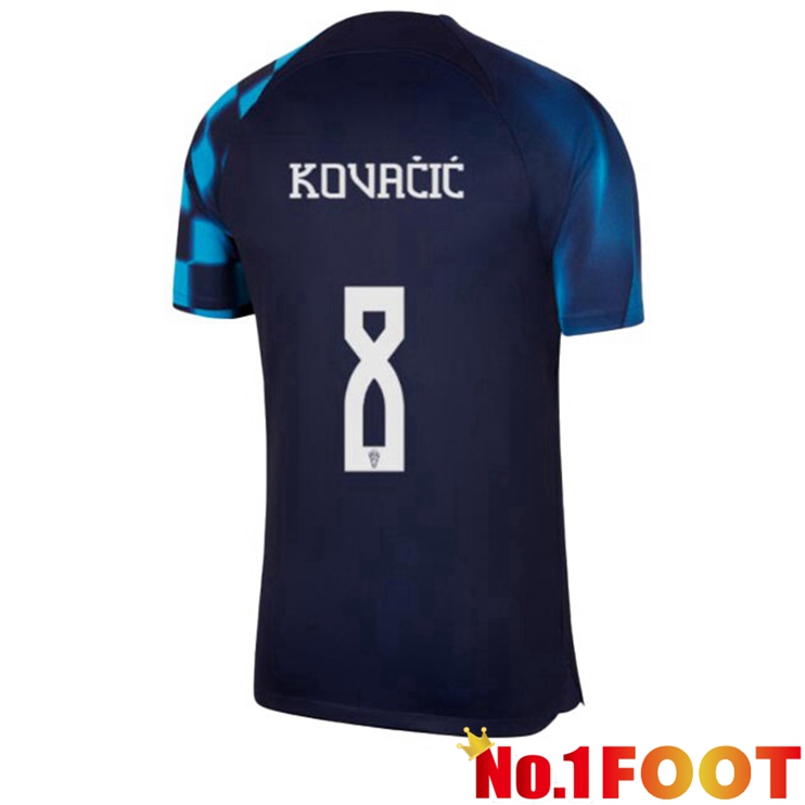 Croatia (KOVAČIĆ 8) Soccer Jersey Away Black Blue World Cup 2022