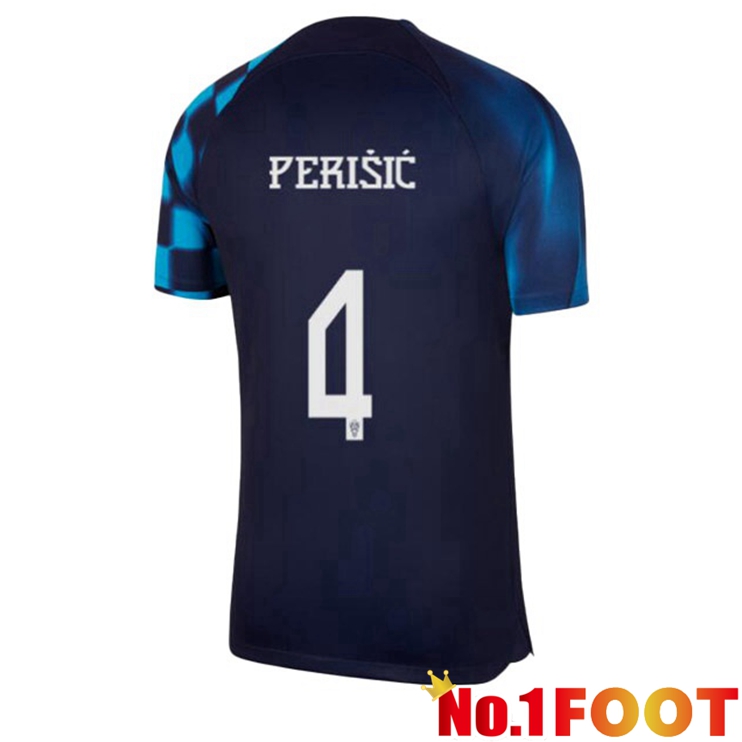 Croatia (PERIŠIĆ 4) Soccer Jersey Away Black Blue World Cup 2022