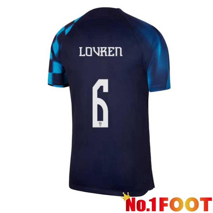 Croatia (LOVREN 6) Soccer Jersey Away Black Blue World Cup 2022