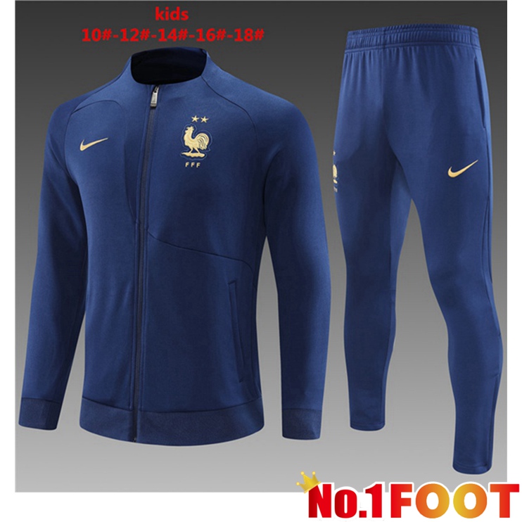 France Kids Training Jacket Suit Royal Bluee 2022/2023