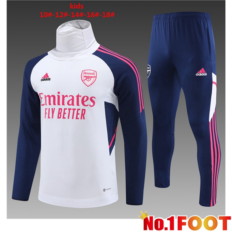 Arsenal High collar Kids Training Tracksuit Suit White 2023/2024