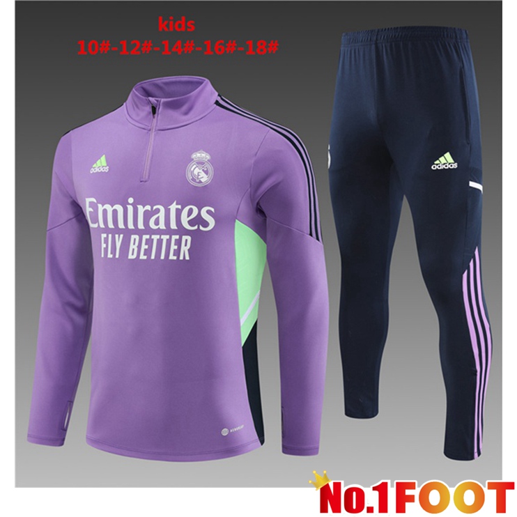 Real Madrid Kids Training Tracksuit Suit Purple 2023/2024