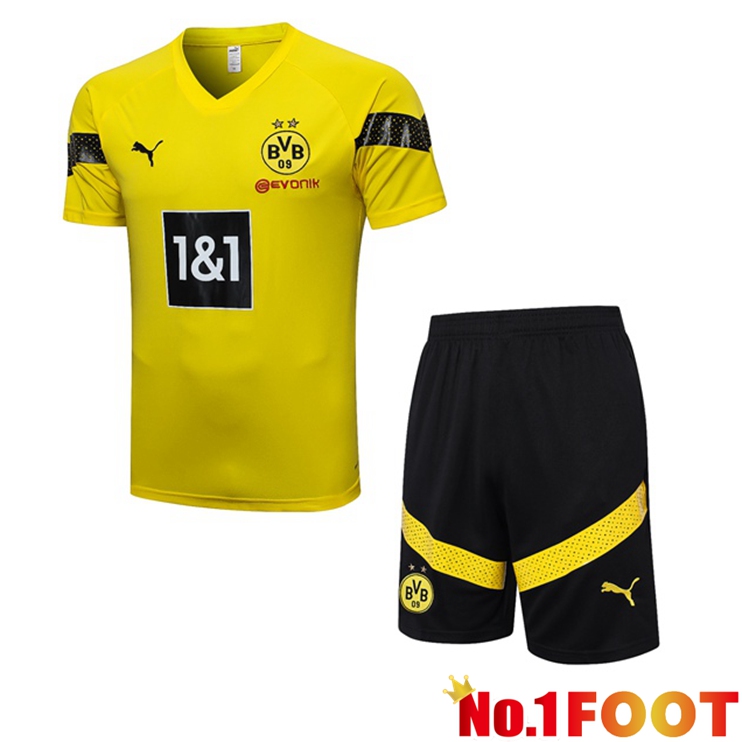 Dortmund BVB Training T Shirt + Shorts Yellow 2023/2024