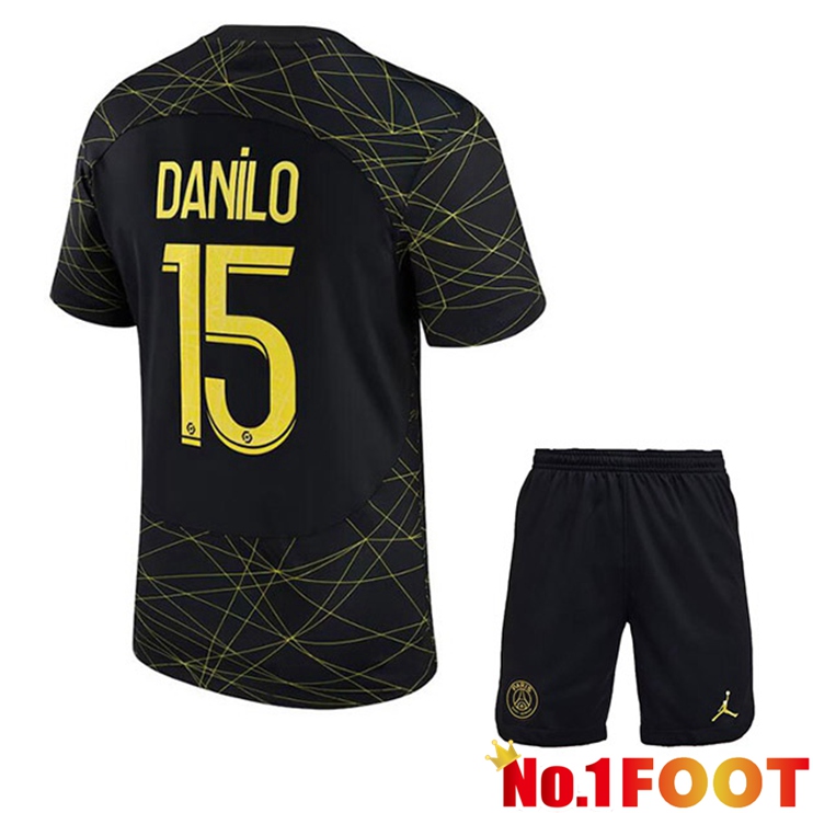 Paris PSG (DANILO 15) Kids Soccer Jersey Fourth Black 2022/2023