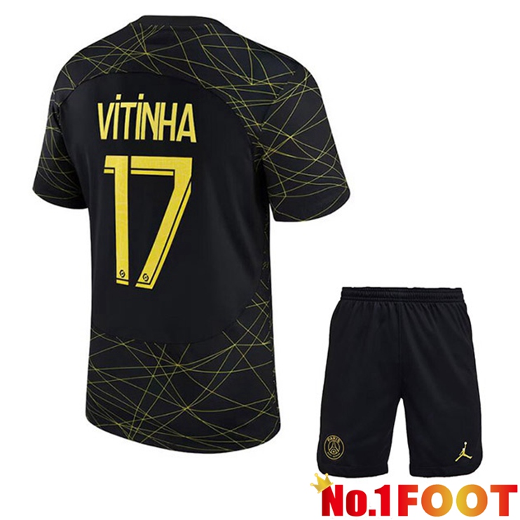 Paris PSG (VITINHA 17) Kids Soccer Jersey Fourth Black 2022/2023