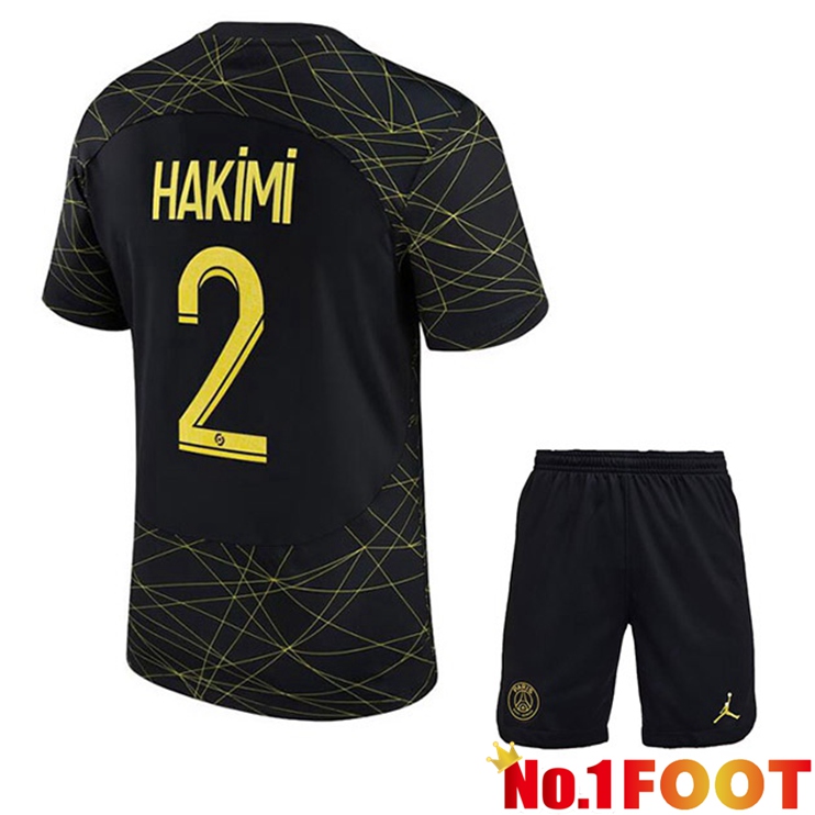 Paris PSG (HAKIMI 2) Kids Soccer Jersey Fourth Black 2022/2023