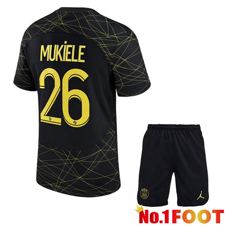 Paris PSG (MUKIELE 26) Kids Soccer Jersey Fourth Black 2022/2023