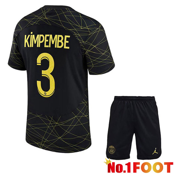 Paris PSG (KIMPEMBE 3) Kids Soccer Jersey Fourth Black 2022/2023