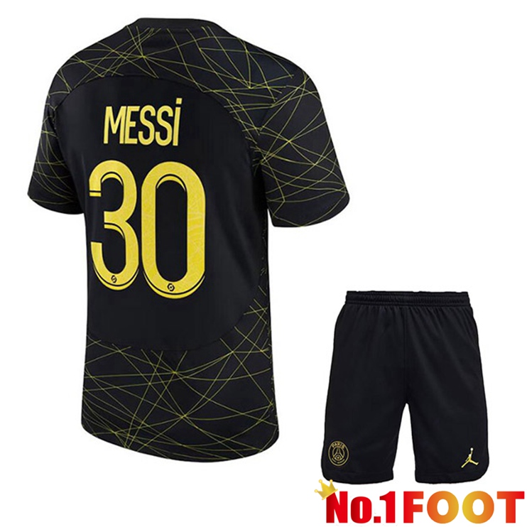 Paris PSG (MESSI 30) Kids Soccer Jersey Fourth Black 2022/2023