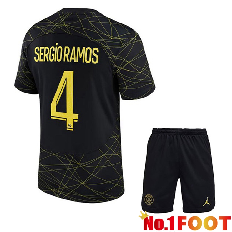 Paris PSG (SERGIO RAMOS 4) Kids Soccer Jersey Fourth Black 2022/2023