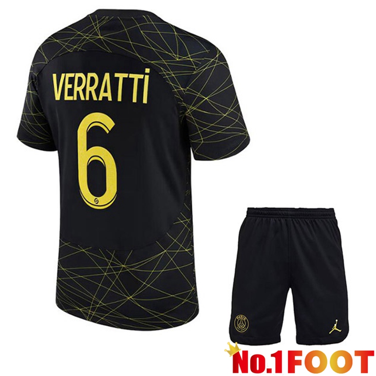 Paris PSG (VERRATTI 6) Kids Soccer Jersey Fourth Black 2022/2023