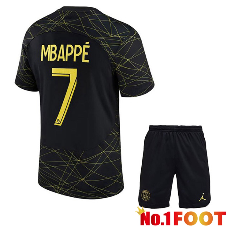 Paris PSG (MBAPPÉ 7) Kids Soccer Jersey Fourth Black 2022/2023