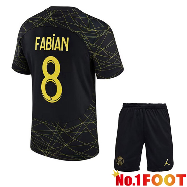 Paris PSG (FABIAN 8) Kids Soccer Jersey Fourth Black 2022/2023