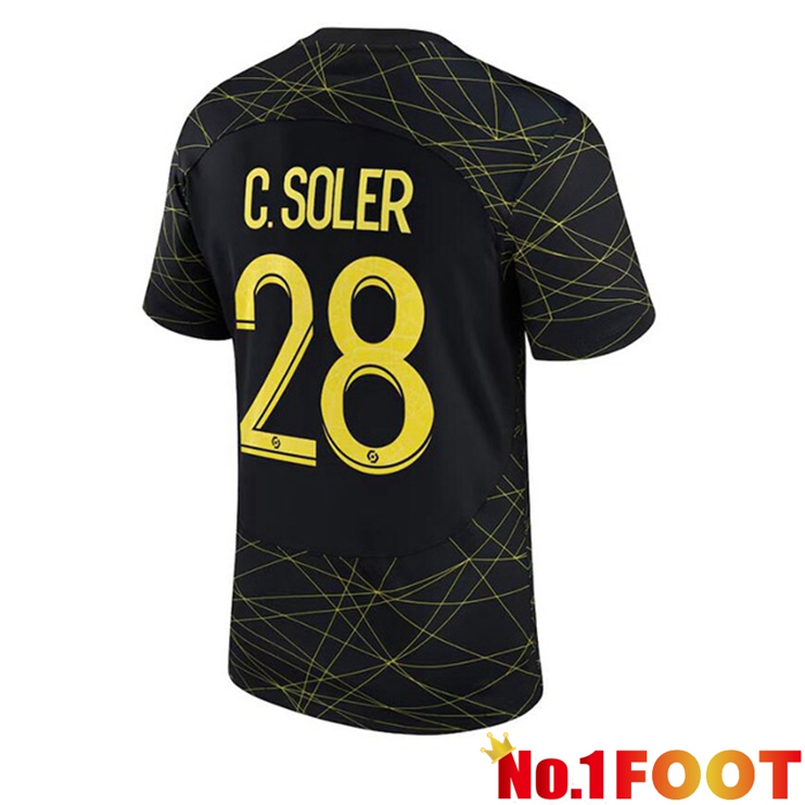 Paris PSG (C. SOLER 28) Soccer Jersey Fourth Black 2022/2023