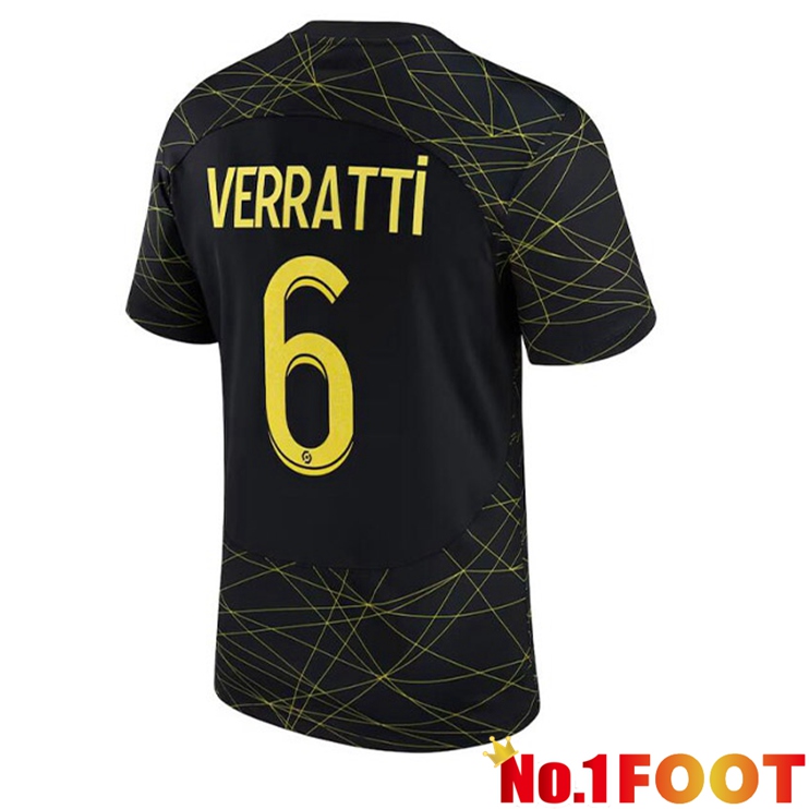 Paris PSG (VERRATTI 6) Soccer Jersey Fourth Black 2022/2023