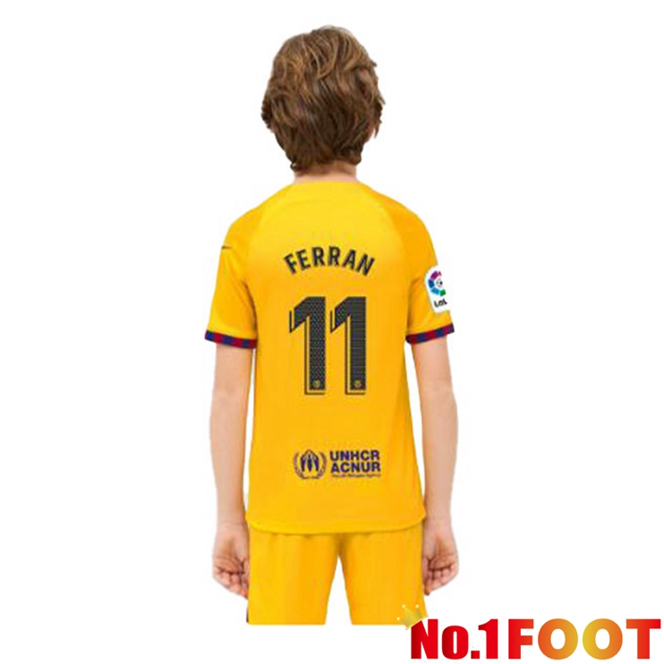 FC Barcelona (FERRAN 11) Kids Soccer Jersey Fourth Yellow 2022/2023