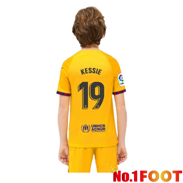 FC Barcelona (KESSIE 19) Kids Soccer Jersey Fourth Yellow 2022/2023