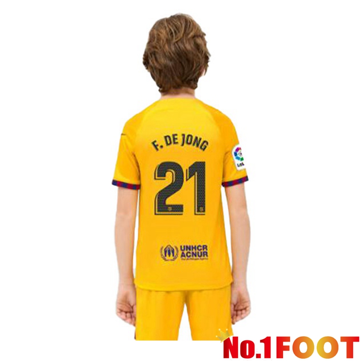 FC Barcelona (F. De JONG 21) Kids Soccer Jersey Fourth Yellow 2022/2023