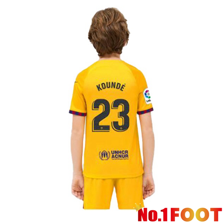 FC Barcelona (KOUNDE 23) Kids Soccer Jersey Fourth Yellow 2022/2023