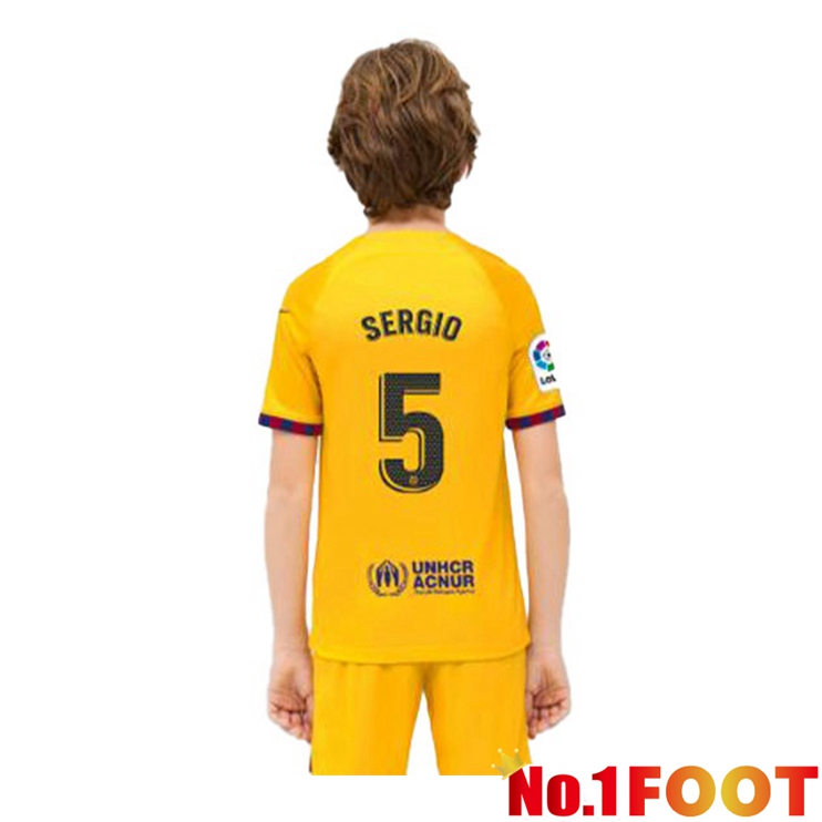 FC Barcelona (SERGIO 5) Kids Soccer Jersey Fourth Yellow 2022/2023