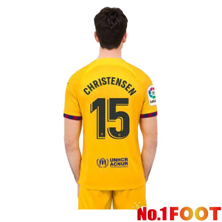 FC Barcelona (CHRISTENSEN 15) Soccer Jersey Fourth Yellow 2022/2023