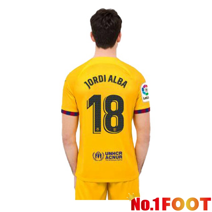 FC Barcelona (JORDI ALBA 18) Soccer Jersey Fourth Yellow 2022/2023