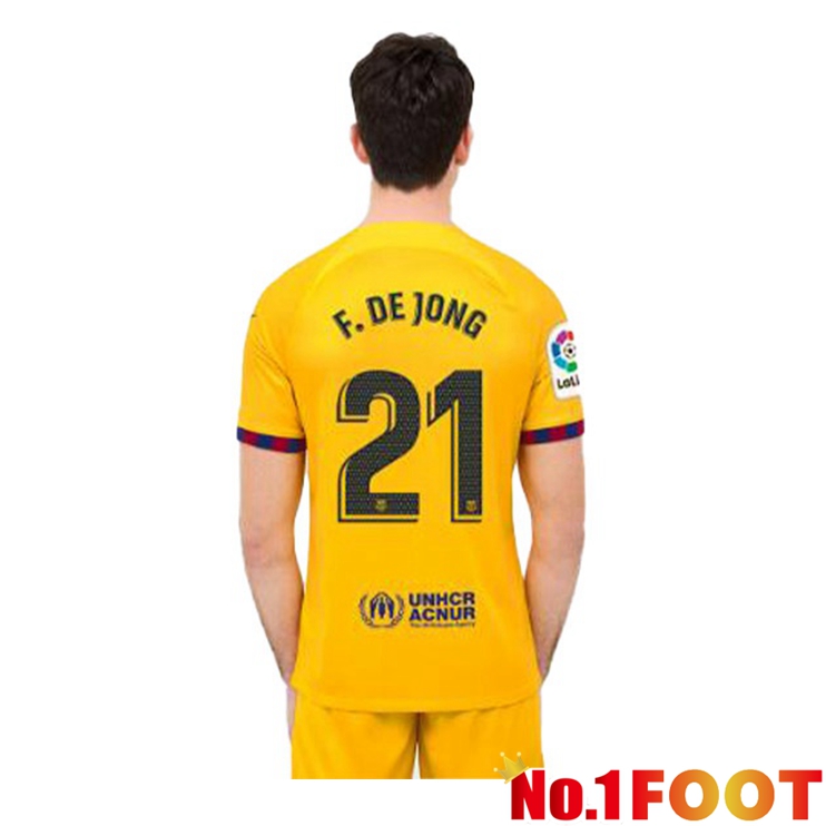 FC Barcelona (F. De JONG 21) Soccer Jersey Fourth Yellow 2022/2023