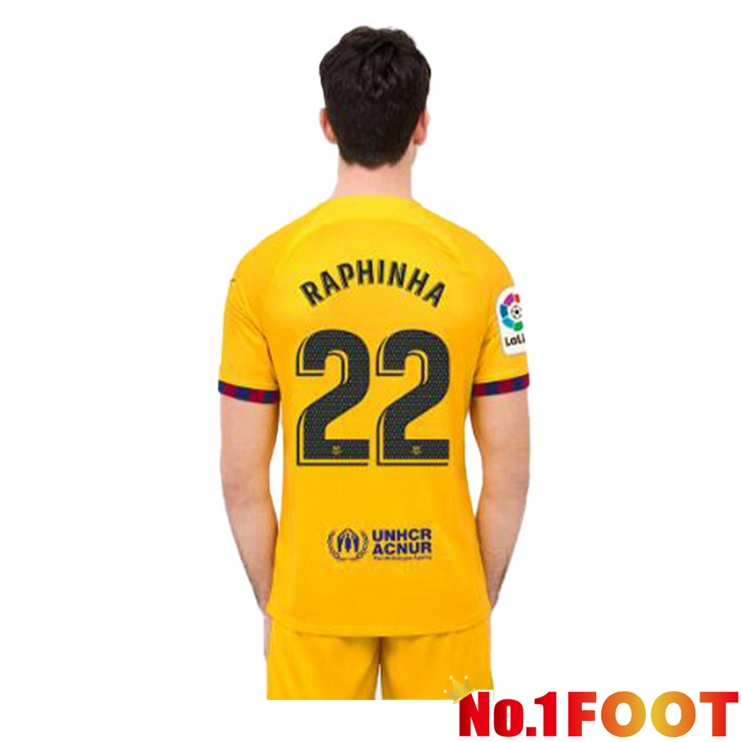 FC Barcelona (RAPHINHA 22) Soccer Jersey Fourth Yellow 2022/2023