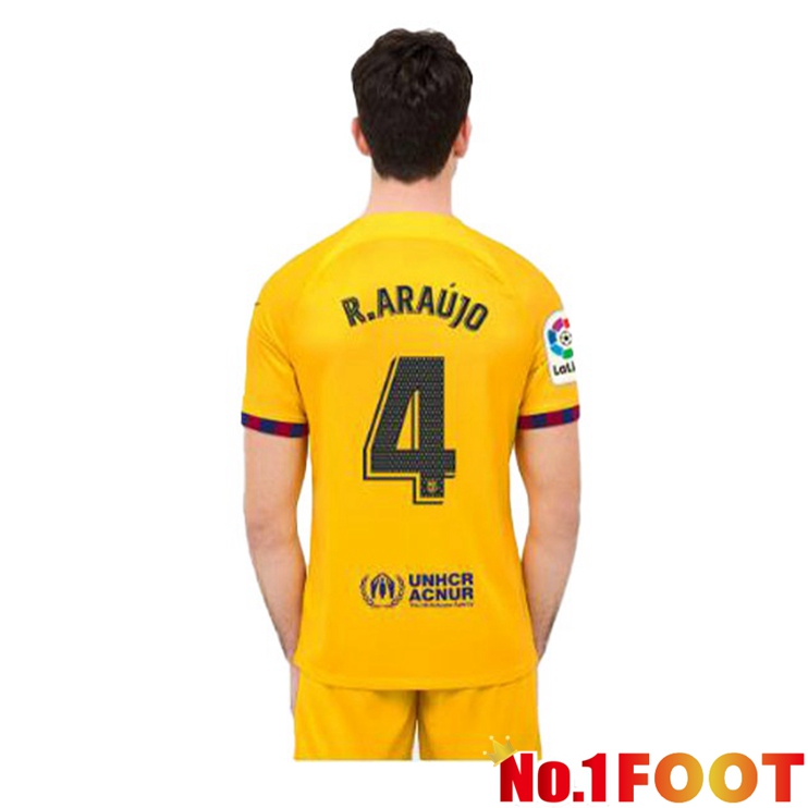 FC Barcelona (R. ARAUJO 4) Soccer Jersey Fourth Yellow 2022/2023