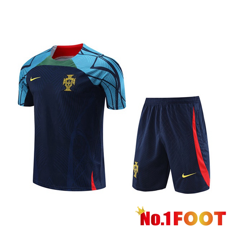 Portugal Training T Shirt + Shorts Black 2023/2024