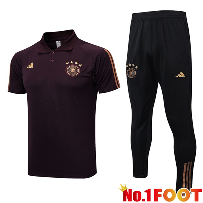 Germany Soccer Polo + Pants Brown 2023/2024 - Click Image to Close