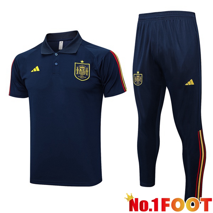 Spain Soccer Polo + Pants Royal Blue 2023/2024 - Click Image to Close