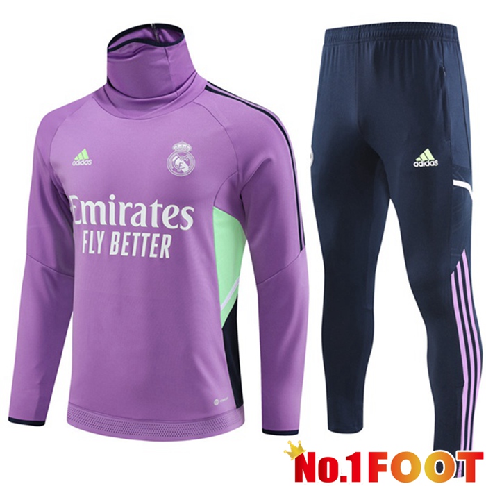 Real Madrid High collar Training Tracksuit Suit Purple 2023/2024